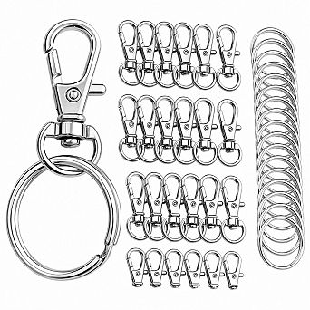 100 Pack Metal Lobster Claw Clasp Key Ring Kit For DIY Crafts