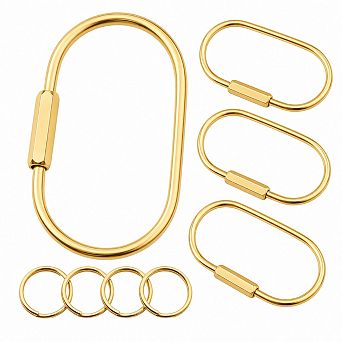 Solid Brass Carabiner Keychain Set With Key Rings Organizer For Bags And Keys
