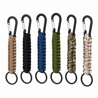 6 Pack Paracord Keychain With Carabiner Heavy Duty Braided Lanyard Clip For Outdoor Camping Hiking