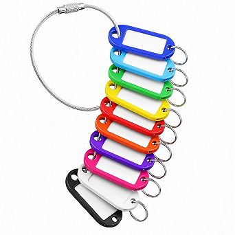 70 Plastic Colored Key Ring Tags With Labels Color Coded Multi Purpose Organizer