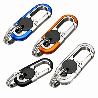 Men's Stainless Steel Zinc Alloy Keychain Double Ring Quick Release