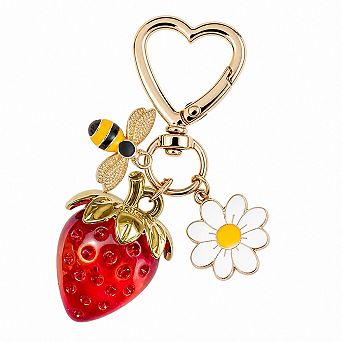 Glitter Cherry Strawberry Bag Charm Keychain Versatile Purse Handbag Accessory
