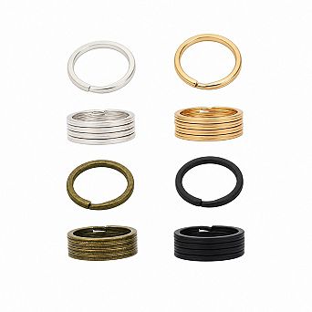 20 Pack Flat Metal Split Key Rings Mix Colors Durable Multi Use