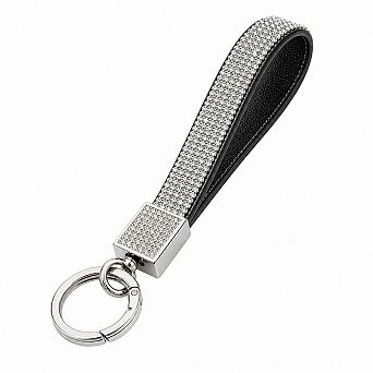 Bling Rhinestone Leather Keychain Wristband Durable Gift for Women