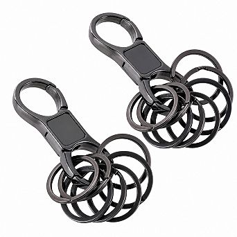 2 Heavy Duty Key Chains 8 Stainless Steel Rings Quick Release Organizer