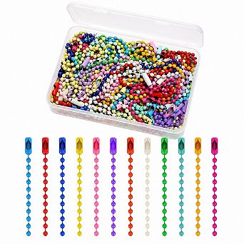 100 Pack Colorful Ball Chain Keychain DIY Craft Set