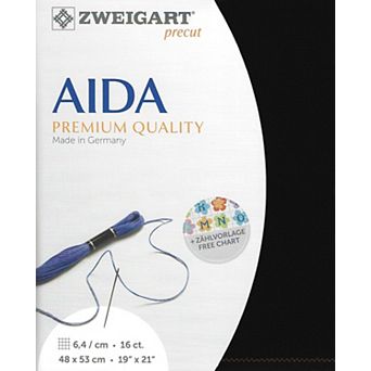 Black Precut Aida Cross Stitch Fabric by Zweigart