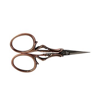 Wizardi Feather-Engraved Embroidery Scissors — Antique Copper, Sharp Precision Tips
