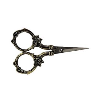 Wizardi Floral Medallion Embroidery Scissors — Antique Bronze, Fine-Point Blades