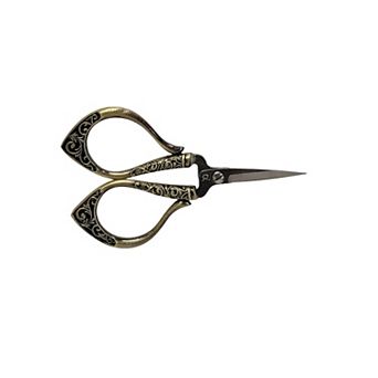 Wizardi Filigree Embroidery Scissors — Antique Bronze, Blackened Blades