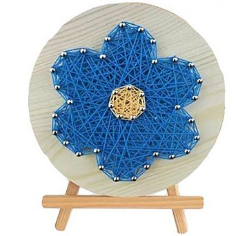 Wizardi Blue Flower String Art Craft Kit with Stand