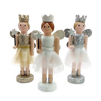 Wizardi Christmas Fairies Set Classic Wooden Festive Decoration