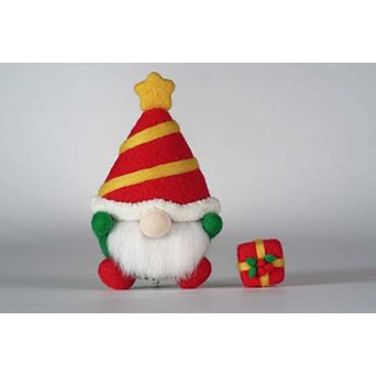 Red Christmas Gnome Needle Felting Kit. Wizardi DIY Wool Craft Kit