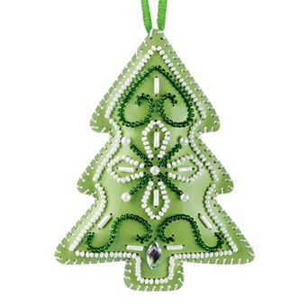 Bead embroidery kit on artificial leather Christmas Tree Ornament
