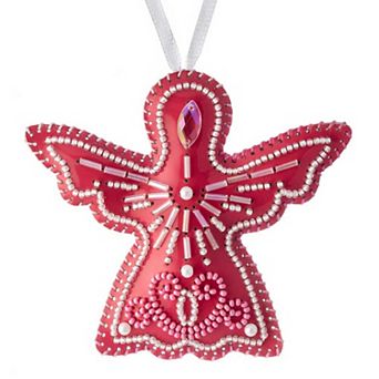 Bead Embroidery Kit on Artificial Leather Angel Christmas Ornament