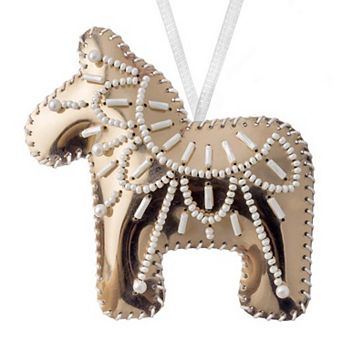 Bead Embroidery Kit on Artificial Leather Horse Christmas Ornament