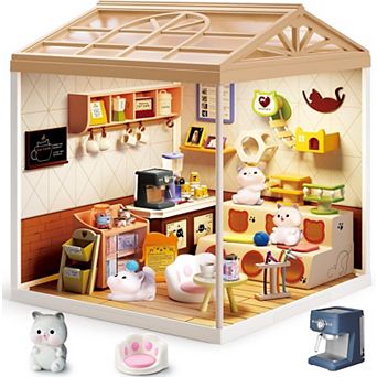 Cat Cafe Miniature Dollhouse Kit