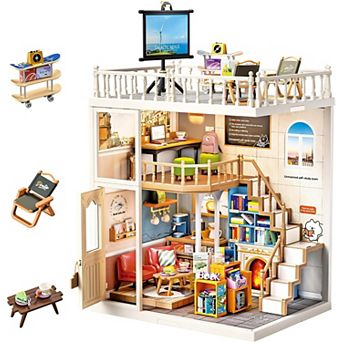 Book Cafe Loft Miniature Dollhouse Kit