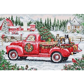 Red Christmas Truck Counted Cross-Stitch Kit by Luca-S