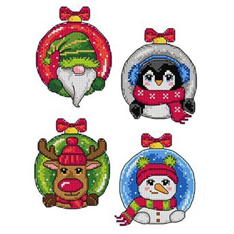 Christmas Baubles - Counted cross stitch kit with plastic canvas