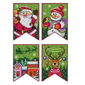 Christmas Flags - Green Counted Cross Stitch Kit with Plastic Canvas