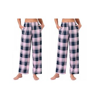 2 Packs Women's Pajama Pants Elastic Waistband Soft Casual Long Straight Pants Loungewear