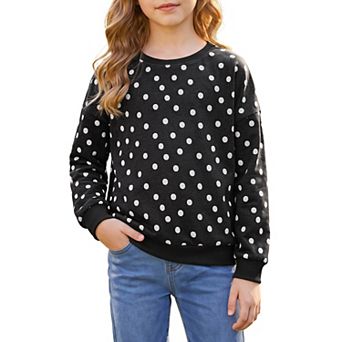 Girls 5-12 Fall Winter Sweaters Polka Dot Pullover Tops for Kids