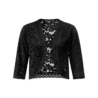 Girls 5-12 Lace Shrug Cardigan Floral Sheer Crop Bolero Top for Kids