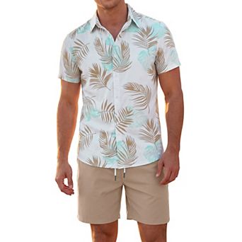 Men's Hawaiian 2 pc Outfits Tropical Shirt and Shorts Beach