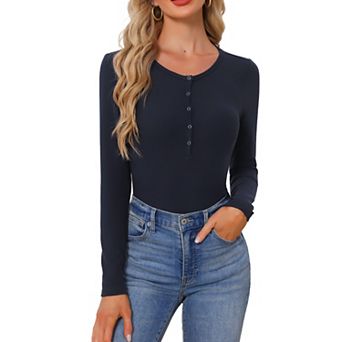 Women Warm Pajama Top Henley Snap Long Sleeve Lounge Shirt