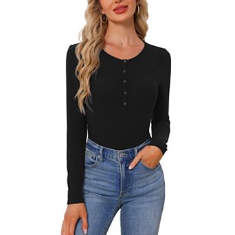 Women Warm Pajama Top Henley Snap Long Sleeve Lounge Shirt