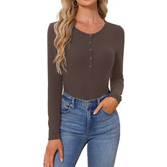 Women Warm Pajama Top Henley Snap Long Sleeve Lounge Shirt