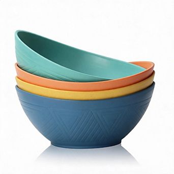 4 Pack Multicolor Large Wheat Straw Unbreakable Kitchen Bowls