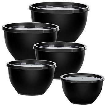 5 Pack Nestable Plastic Mixing Bowls with Matching Lids