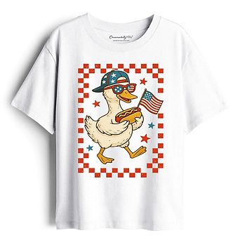 Kids 4th of July Patriotic Duck T-Shirt, Funny Youth Independence Day Tee