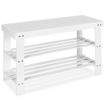 Costway Shoe Rack Bench 3 tier Storage Shelf Holder Home Entryway Hallway
