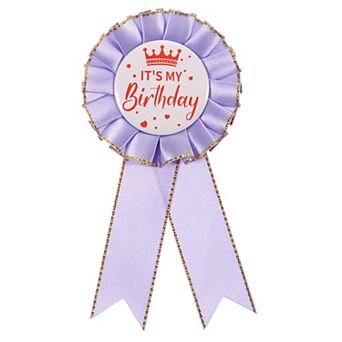 IT'S MY Birthday Pin, Tinplate Ribbon Badge Pin, Satin Fabric Award Ribbon for Birthday Decoration