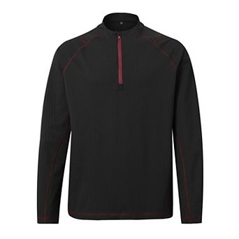 Men's Contrast Stitch Quarter Zip Long Sleeve Outdoor Henley Shirt