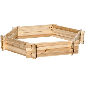 Screwless Hexagon Raised Garden Bed Wooden Planter Box for Deep Rooted Herbs and Flowers