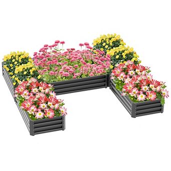 Steel Raised Garden Bed Set of 5 Large Planter Boxes for Vegetables Flowers Herbs Open Bottom