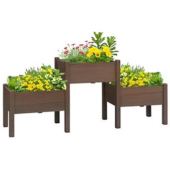 3 tier Raised Garden Bed Elevated Wooden Planter Box for Vegetables Herbs and Flowers