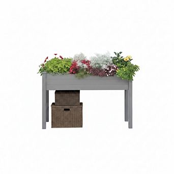 48 Inch Elevated Raised Garden Bed Wooden Planter Box with Legs and Drainage Holes