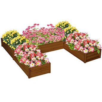 Raised Garden Bed Set of 5 Wooden Planter Boxes for Outdoor Vegetables Flowers and Herbs