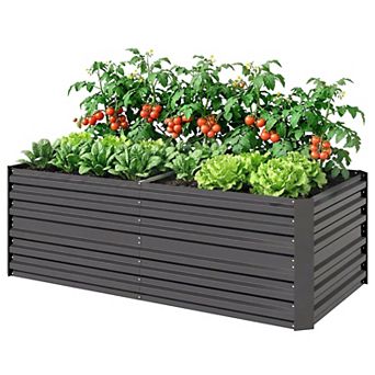 Extra Deep Galvanized Steel Raised Garden Bed with Reinforcing Rods for Vegetables and Flowers