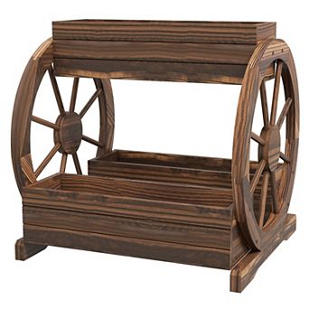 3 tier Wooden Wagon Planter Box Raised Garden Bed for Vegetables Flowers and Herbs