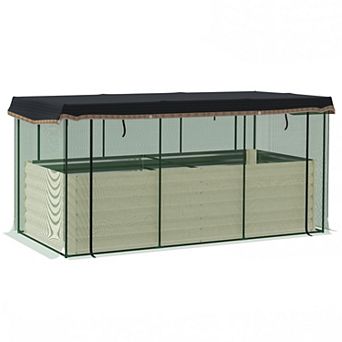 Galvanized Steel Raised Garden Bed with Crop Cage and Shade Cloth for Vegetables and Herbs