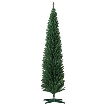8 Foot Unlit Slim Pencil Artificial Christmas Tree with 618 Realistic Tips and Sturdy Plastic Base