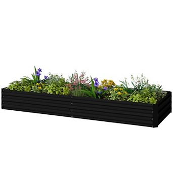 Galvanized Steel Raised Garden Bed with Open Bottom for Flowers Herbs and Vegetables