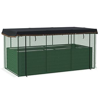 Steel Raised Garden Bed with Crop Cage Netting and Shade Cloth for Herbs and Vegetables