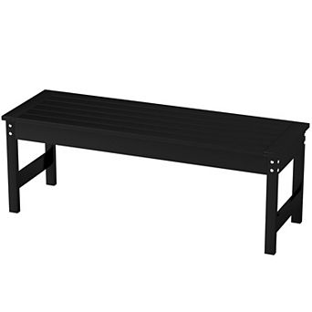 47 Inch Backless Garden Bench with All Weather HDPE Slatted Seat for Patio Yard and Porch